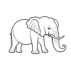 elephant, vector illustration line art
