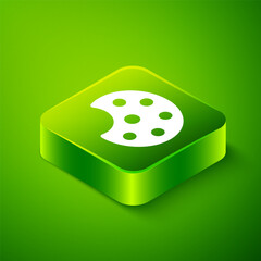 Isometric Palette icon isolated on green background. Green square button. Vector