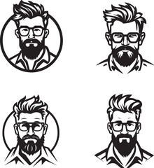 set of cartoon businessman cartoon style handsome with spectacles