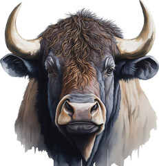 buffalo head 2 line icon