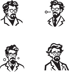 business worker man cartoon logo style illustration vector elements pack