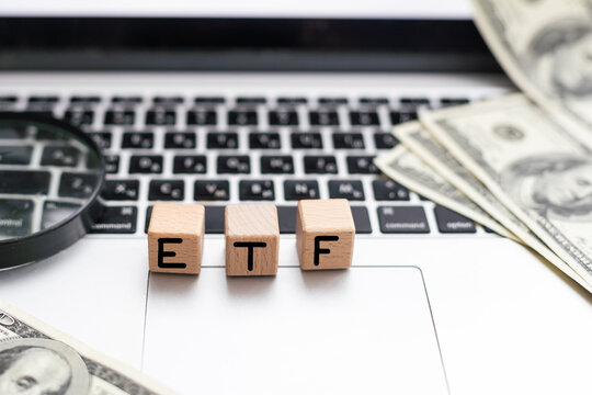 Abstract ETF index, acronym on cubes. High quality photo