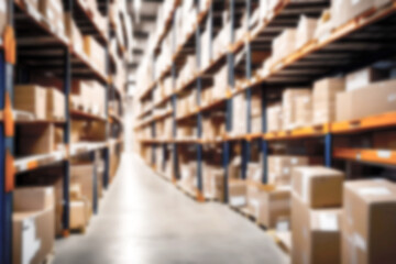 Abstract blurred illustration background. Defocus Interior of modern warehouse storage retail industrial high shelves logistics companies online shopping center distributions commercial concept.