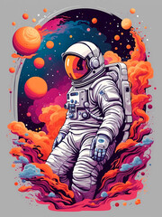 Astronaut in outer space. Vector illustration for your design. Ai generative