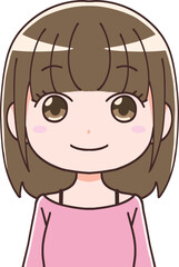 シンプルなセミロングの女性アイコン　主線あり