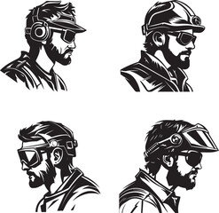 modern welder worker person businessman logo style illustration