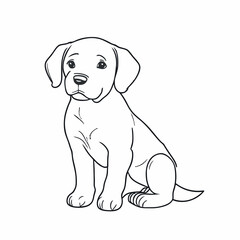 Labrador Retriever, coloring book for kids, simple line , coloring book page, simple o, vector illustration line art