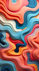 Fototapeta premium 3D modern abstract multicolor wavy background consisting of layers and shapes