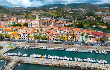 Aerial view of Riva Ligure, Liguria, Italy