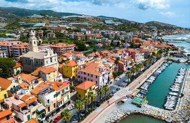 Fototapeta na wymiar Aerial view of Riva Ligure, Liguria, Italy