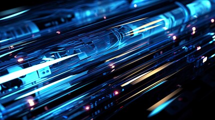 Obraz premium Data technology background. Abstract background. Connecting dots and lines on dark background, Generative AI