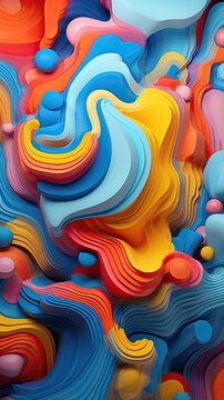 3D modern abstract multicolour saturated background consisting of layers and shapes