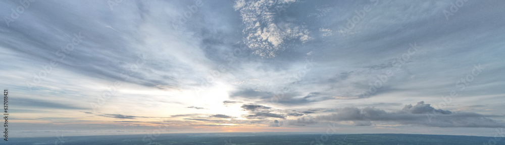 Wall mural panorama view on sunset sky