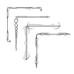 Set Hand Draw Of Corners Different Shapes Flower Decoration Vector Design Doodle Sketch Style For Wedding And Banner