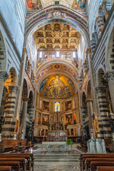 Indoor sight in the marvelous Cathedral of Pisa. Tuscany, Italy, June-20-2023