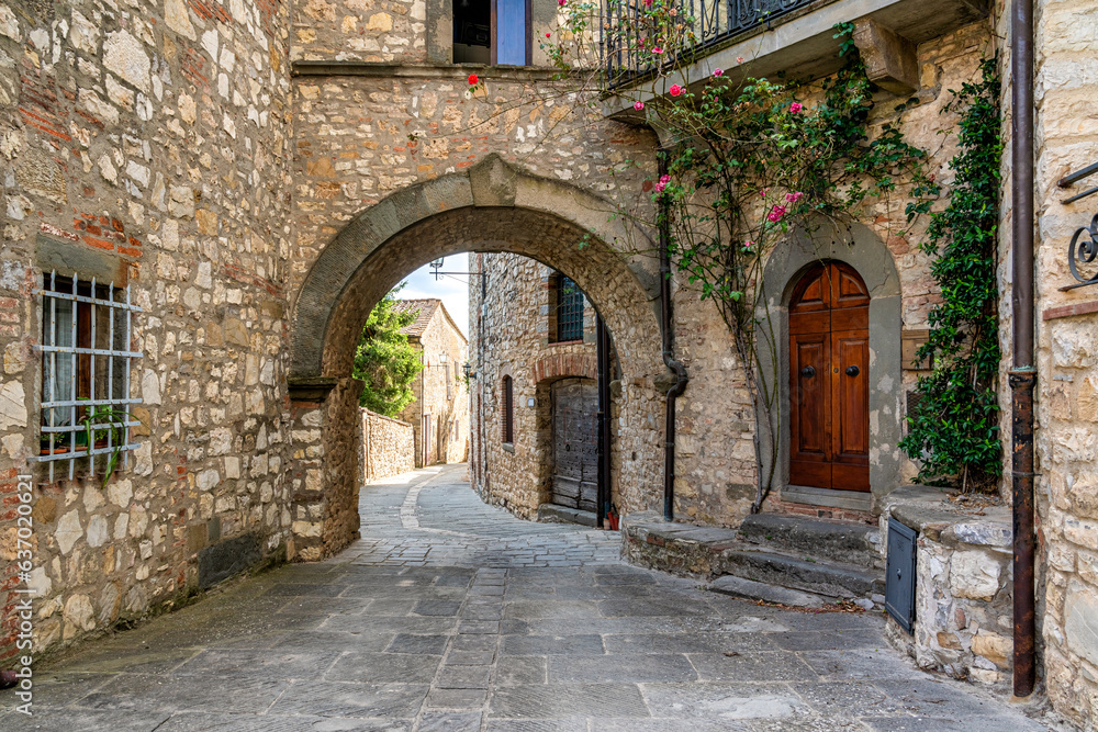 Wall mural the picturesque village of vertine, near gaiole in chianti. province of siena, tuscany, italy