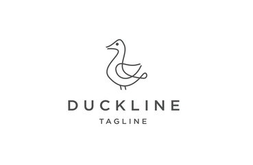 Duck line logo icon design template flat vector