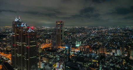 The beautiful panorama from the Tokyo Metropolitan Government Building, in Shinjuku, Tokyo, Japan.