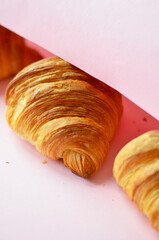 Freshly baked croissant at a French bakery