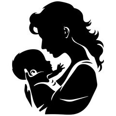 Mother and Child Silhouette. Vector Illustration