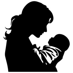 Mother and Child Silhouette. Vector Illustration