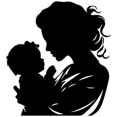 Mother and Child Silhouette. Vector Illustration