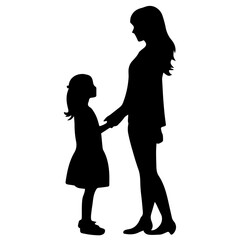 Mother and Child Silhouette. Vector Illustration