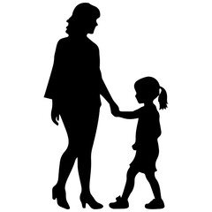 Mother and Child Silhouette. Vector Illustration