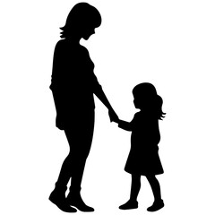 Mother and Child Silhouette. Vector Illustration