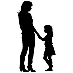 Mother and Child Silhouette. Vector Illustration