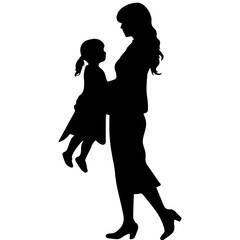 Mother and Child Silhouette. Vector Illustration