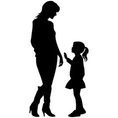 Mother and Child Silhouette. Vector Illustration