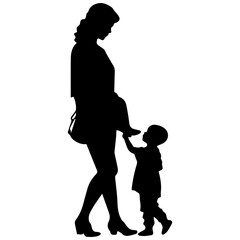 Mother and Child Silhouette. Vector Illustration