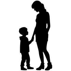 Mother and Child Silhouette. Vector Illustration