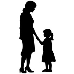 Mother and Child Silhouette. Vector Illustration