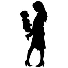 Obraz na płótnie Canvas Mother and Child Silhouette. Vector Illustration