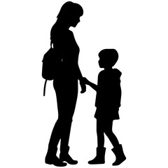 Mother and Child Silhouette. Vector Illustration