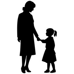 Mother and Child Silhouette. Vector Illustration