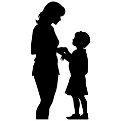 Mother and Child Silhouette. Vector Illustration