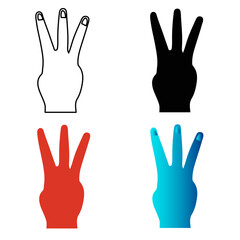 Abstract Three Finger Hand Gesture Silhouette Illustration