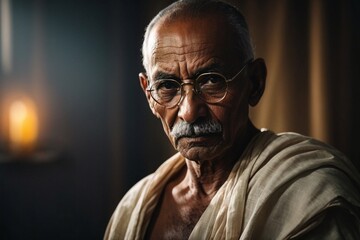 An elderly man with glasses and a shawl