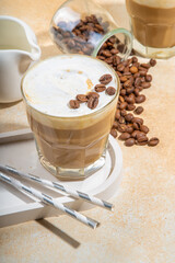 Foamy frappe coffee drink