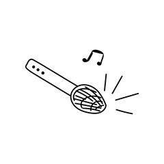 vector illustration doodle black outline Wireless microphone. Singing and voice amplification equipment for performances, karaoke, parties. Design for web design, postcards, flyers