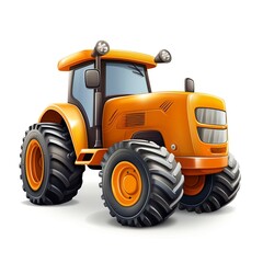 A 3D realistic cartoon depiction of a tractor set against a white background