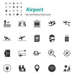 set of airport icons, travel, flight, transport
