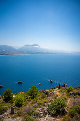 Naklejka premium Beautiful sea landscape of Alanya Castle in Antalya district, Turkey