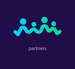 Modern interconnected family logo. Unique color transitions. Social connection, support and collaboration logo template. vector.