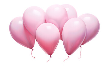 Pink heart shape balloons isolated on transparent background