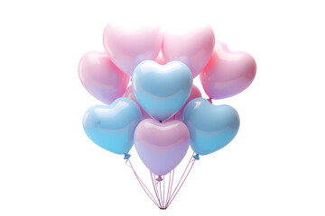 Pink heart shape balloons isolated on transparent background - obrazy, fototapety, plakaty