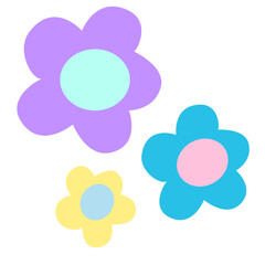 pastel flower ,cute , element , cartoon , color full